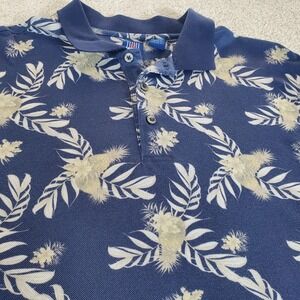 JANTZEN Men's Polo Shirt Blue Floral Size XL Short Sleeve SEE CONDITION‎